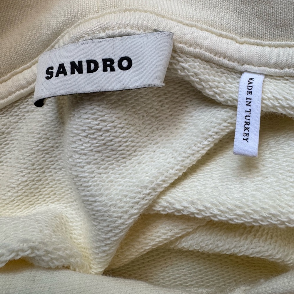 Sandro New Unisex Hoodie Light Yellow 100% Cotton SS embroidered Size XXL - Picture 4 of 14